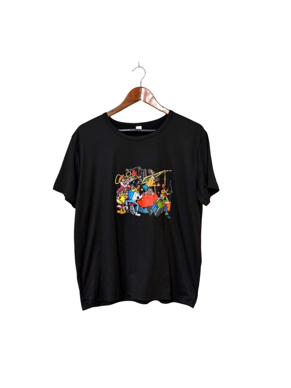 Black XL Graphic T-Shirt With Fat Albert Print Polyester Blend Short Sleeve - Picture 2 of 6